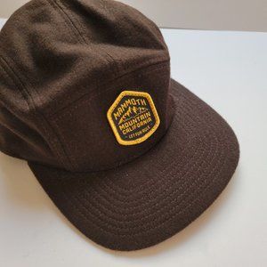 Mammoth mountain wool cap with patch and leather adjustment buckle California